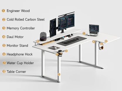 Nexus Pro 4-Leg Electric L-Shaped Standing Desk