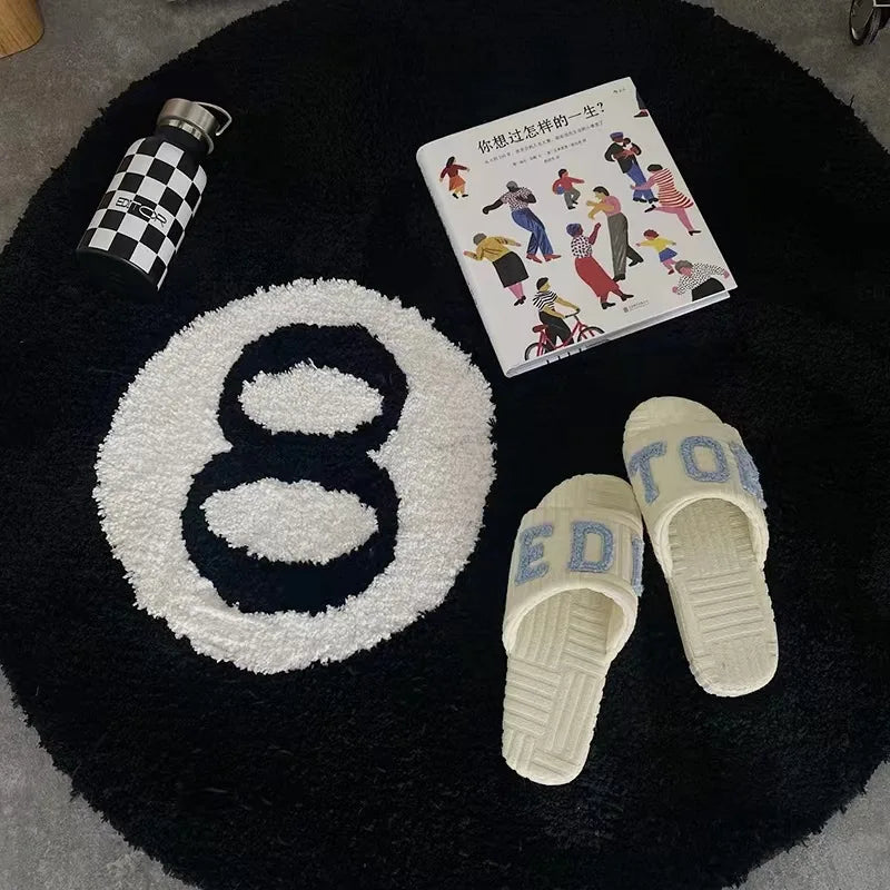8-Ball Round Tufted Halloween Rug
