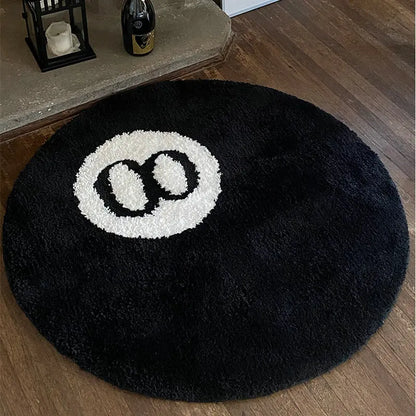 8-Ball Round Tufted Halloween Rug