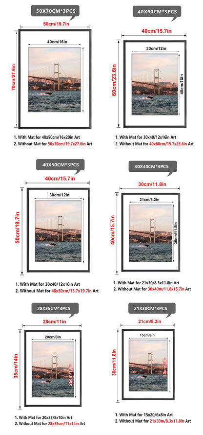 Aluminum Picture Frames Set (3-Pack)