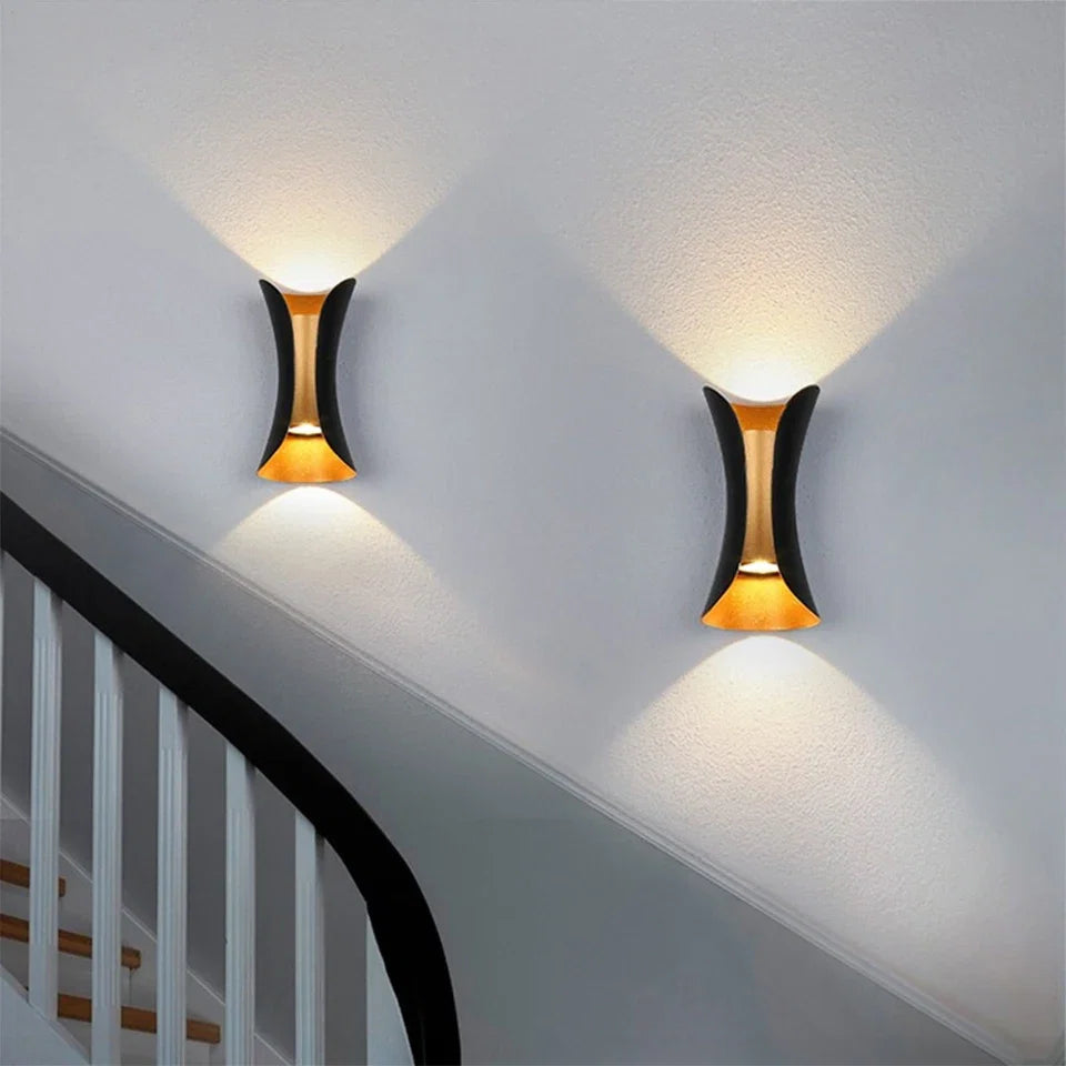 Black & Gold Waterproof LED Wall Light