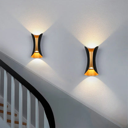 Black & Gold Waterproof LED Wall Light