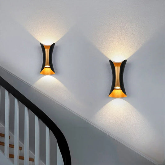 Black & Gold Waterproof LED Wall Light