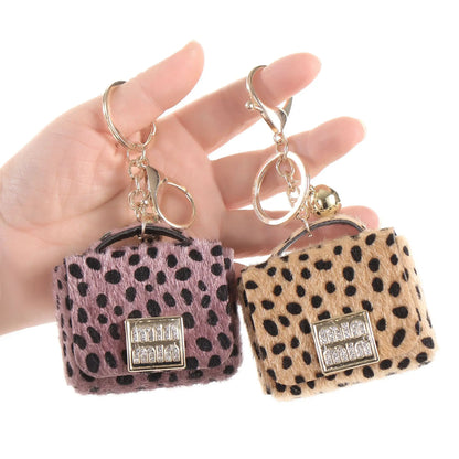 Leopard Print Mini Bag Charm Keychain