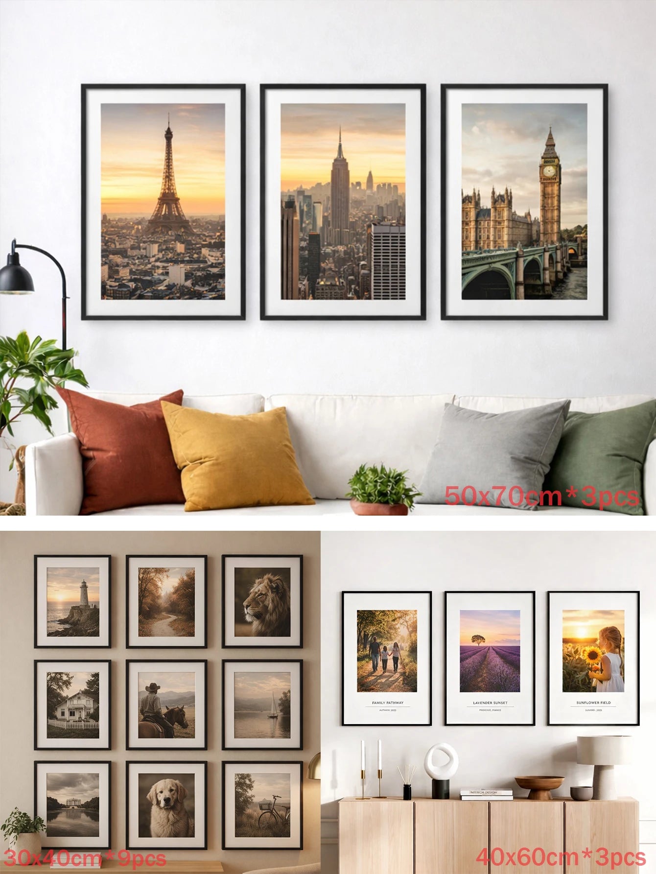 Aluminum Picture Frames Set (3-Pack)