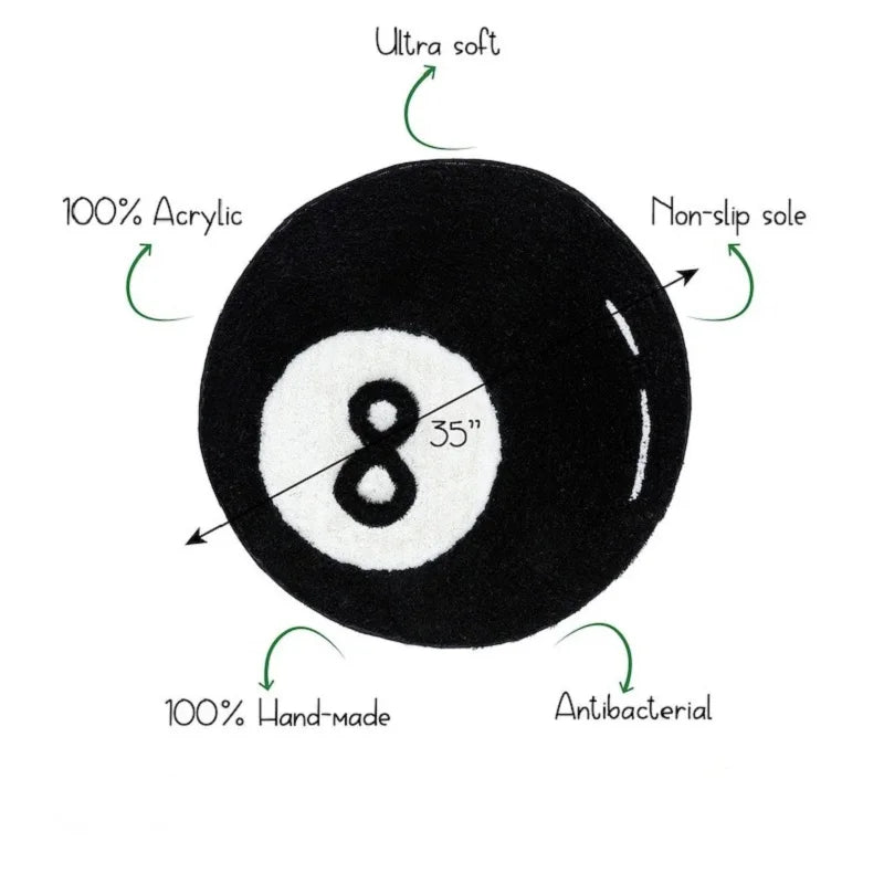 8-Ball Round Tufted Halloween Rug