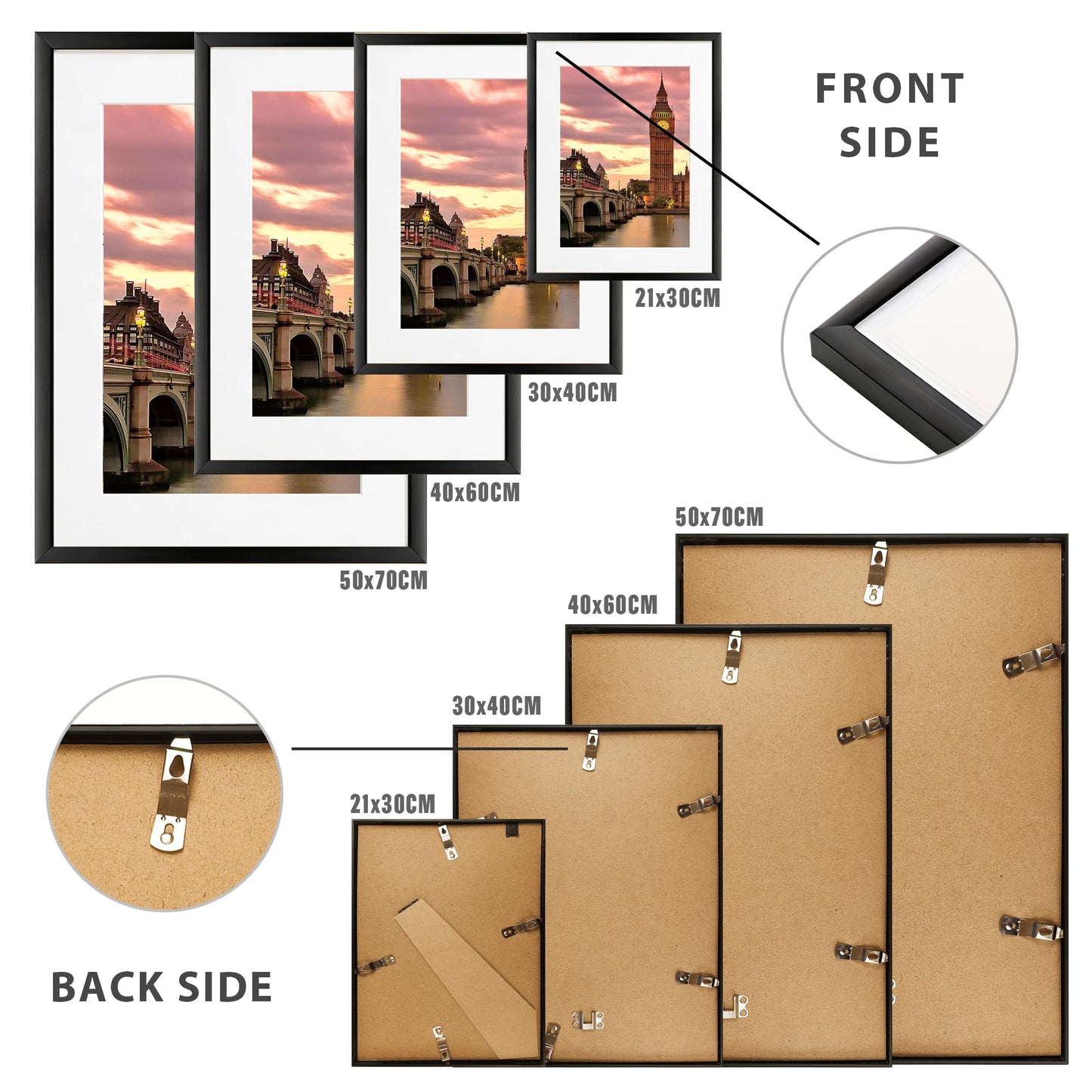 Aluminum Picture Frames Set (3-Pack)
