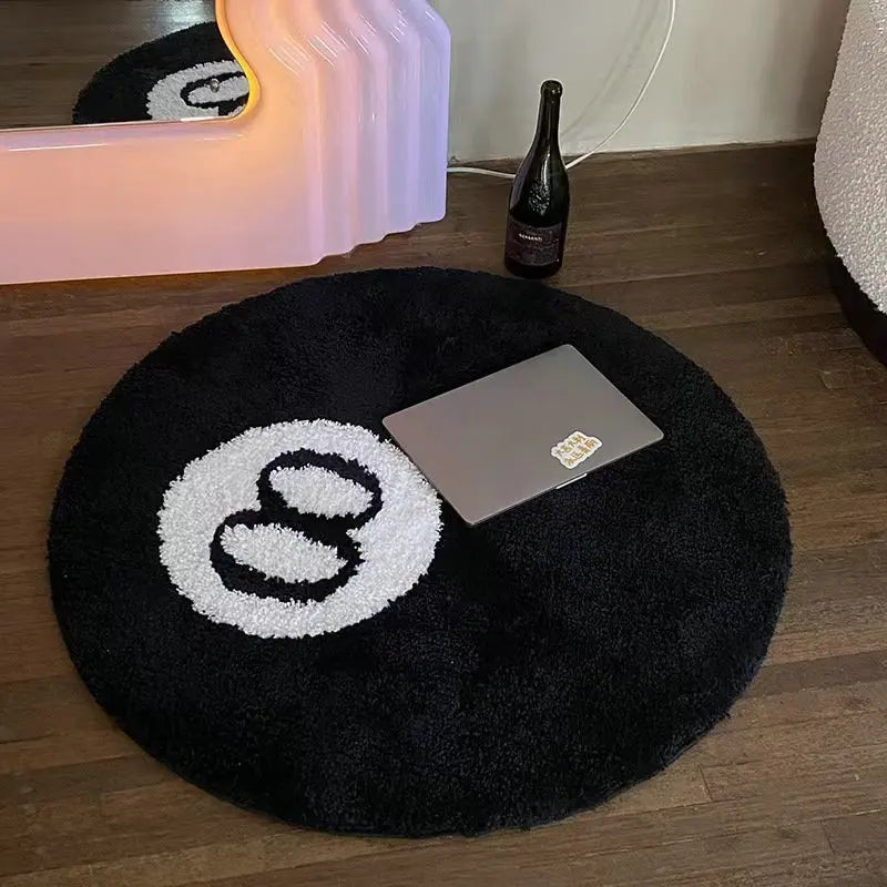 8-Ball Round Tufted Halloween Rug