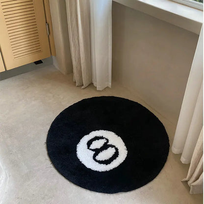 8-Ball Round Tufted Halloween Rug