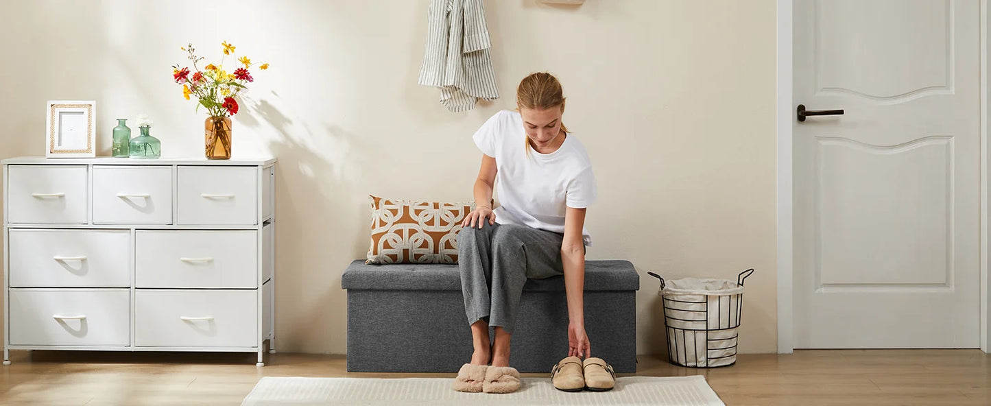 Folding Storage Ottoman Bench