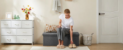 Folding Storage Ottoman Bench