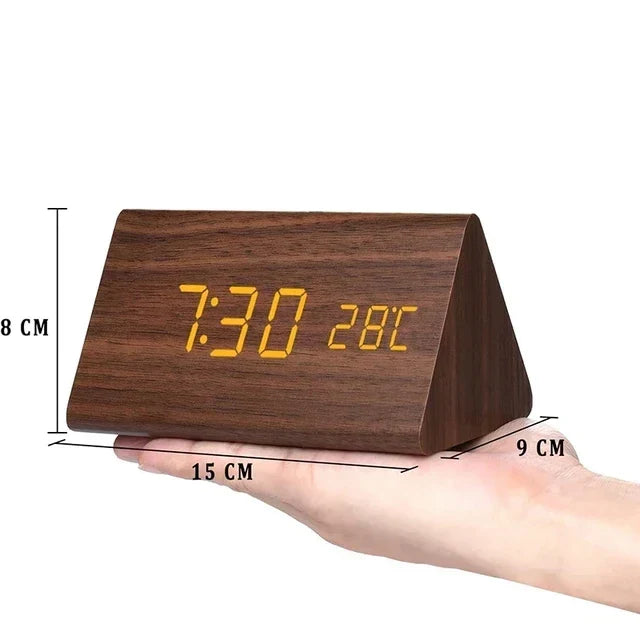 Wood-Look Voice-Control LED Alarm Clock