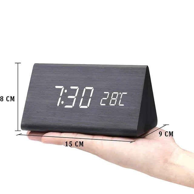 Wood-Look Voice-Control LED Alarm Clock