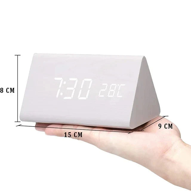 Wood-Look Voice-Control LED Alarm Clock