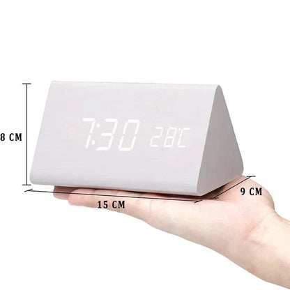Wood-Look Voice-Control LED Alarm Clock