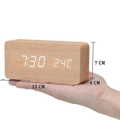 Wood-Look Voice-Control LED Alarm Clock