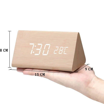 Wood-Look Voice-Control LED Alarm Clock