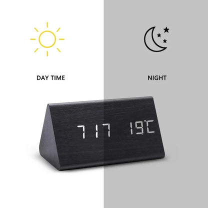Wood-Look Voice-Control LED Alarm Clock