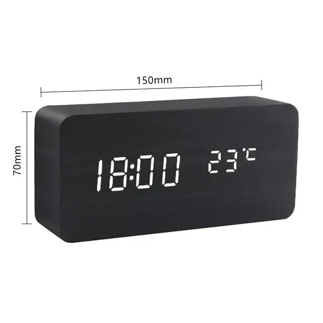 Wood-Look Voice-Control LED Alarm Clock