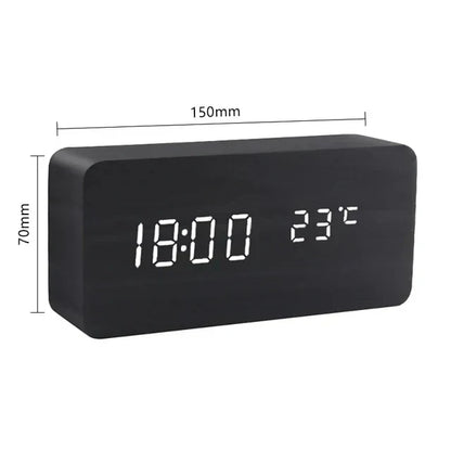 Wood-Look Voice-Control LED Alarm Clock