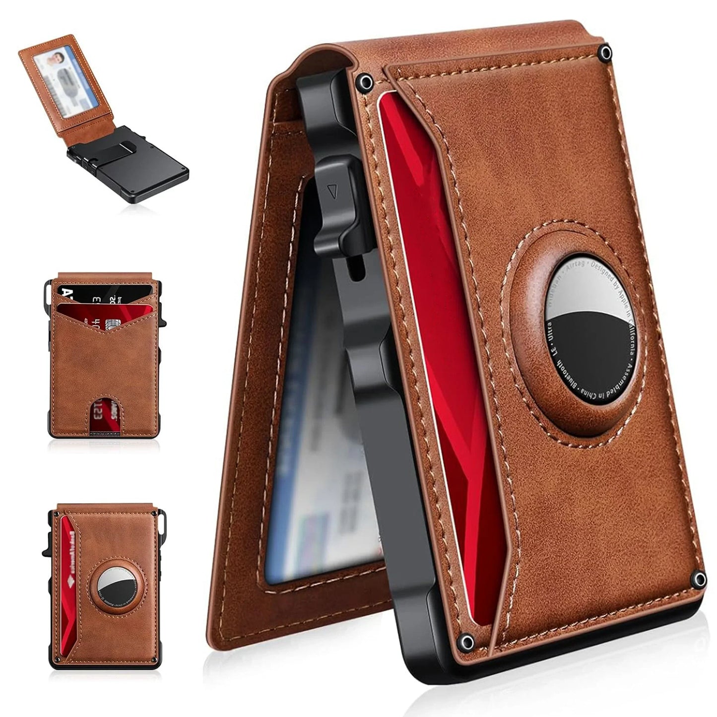 Slim Leather Wallet with AirTag Slot