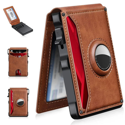 Slim Leather Wallet with AirTag Slot