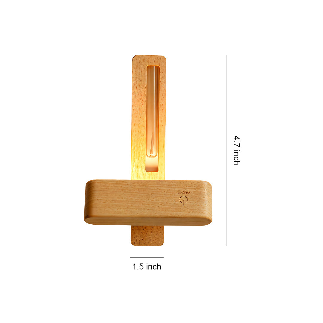 Ergové Wood Wall Light with Glass Vase, Magnetic Mount