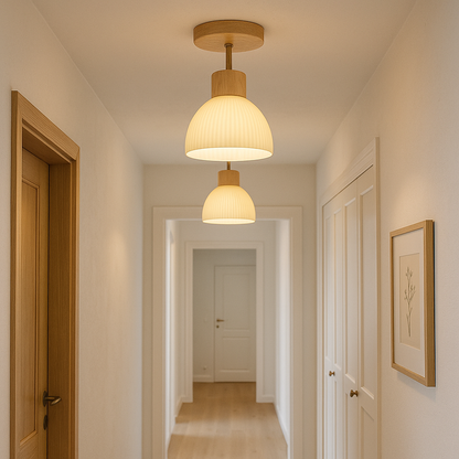 Ailse Wood & Glass LED Ceiling Lamp