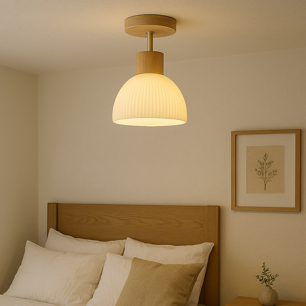 Ailse Wood & Glass LED Ceiling Lamp