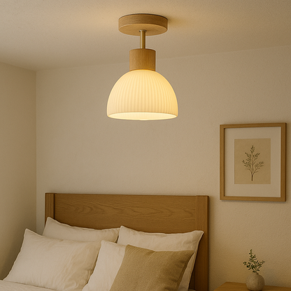 Ailse Wood & Glass LED Ceiling Lamp