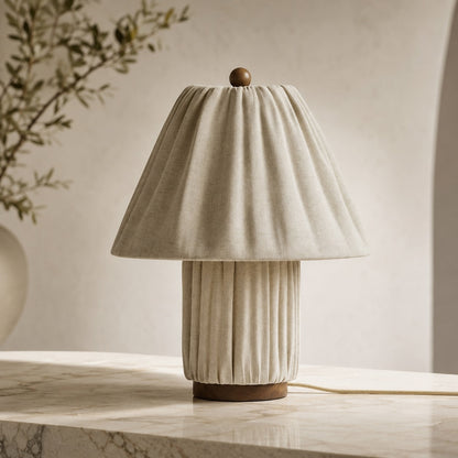 Modern Table Lamp with Pleated Fabric Shade