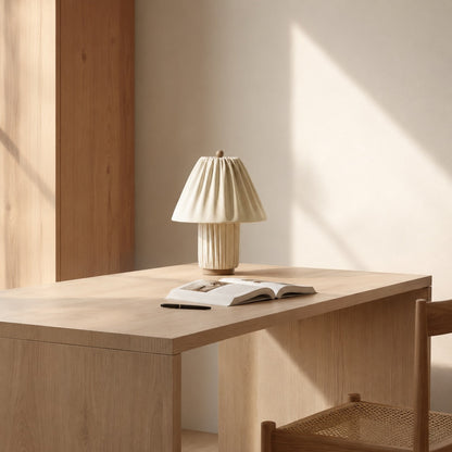 Modern Table Lamp with Pleated Fabric Shade