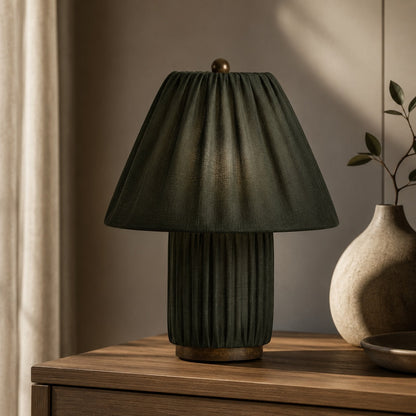 Modern Table Lamp with Pleated Fabric Shade
