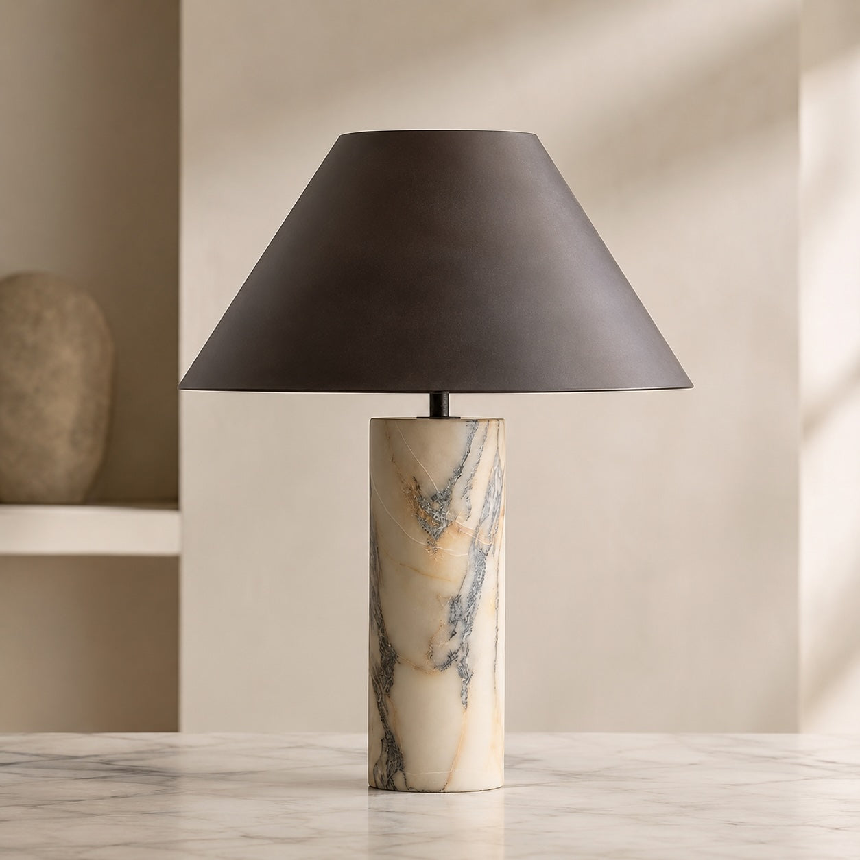Modern Black Shade Marble Table Lamp