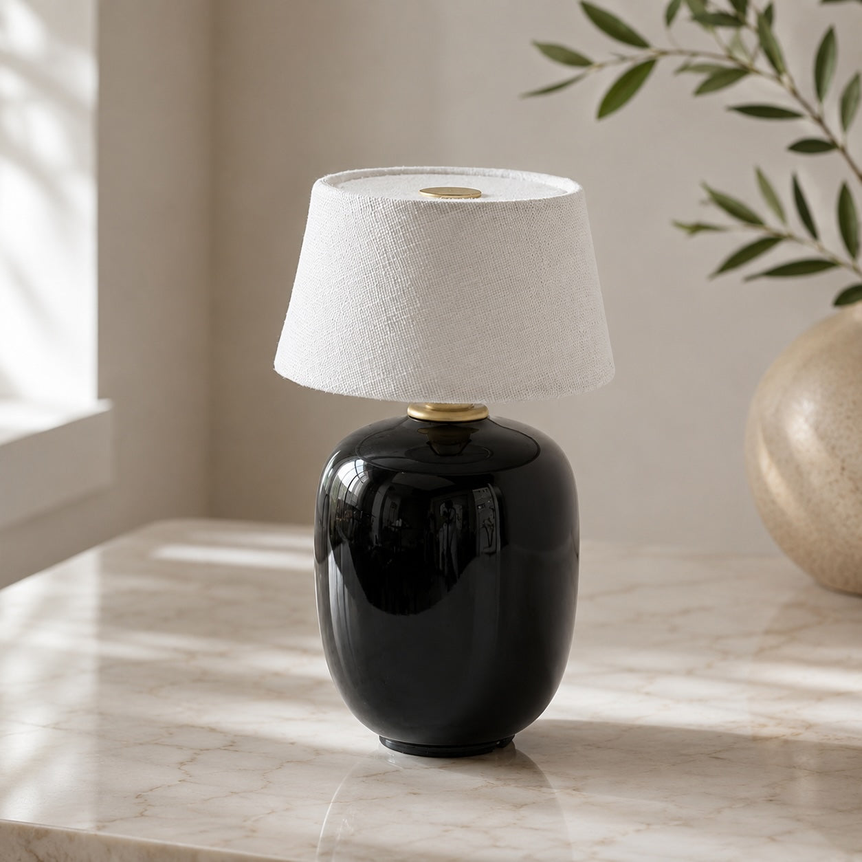 Modern Taupe Ceramic Table Lamp