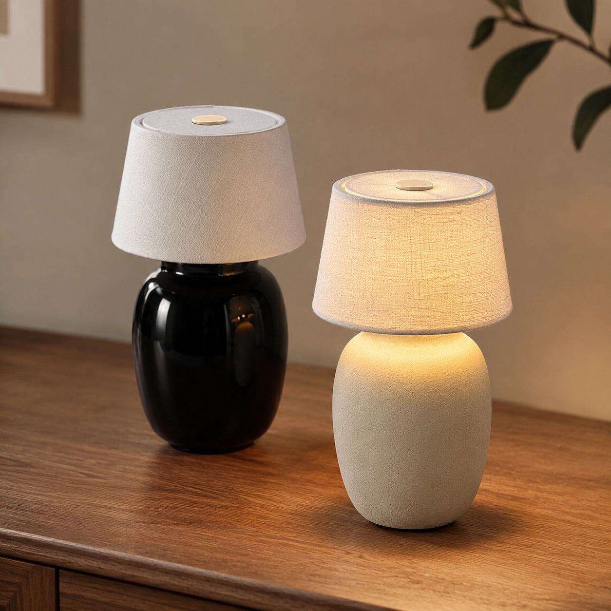 Modern Taupe Ceramic Table Lamp