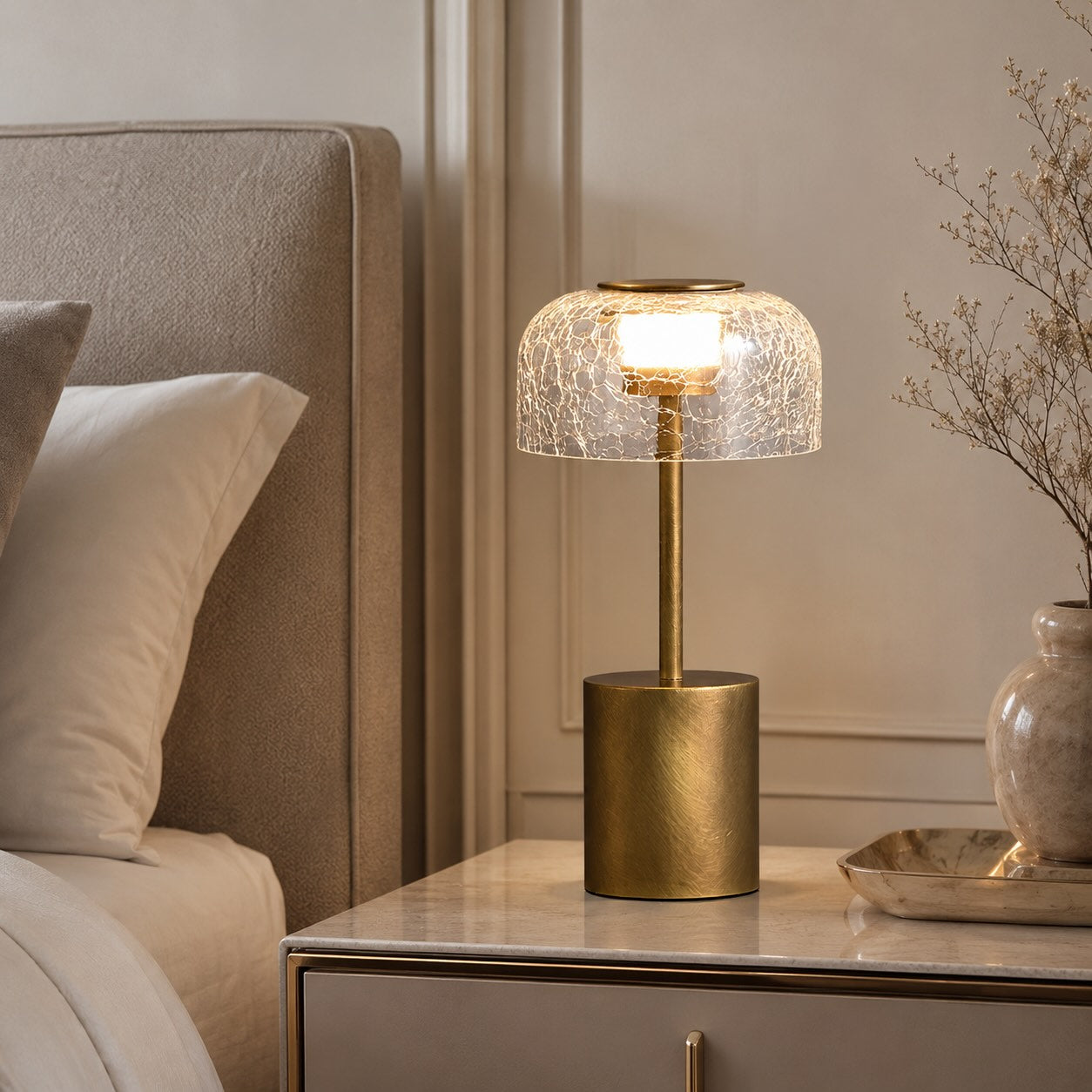 Cracked Glass Shade Table Lamp