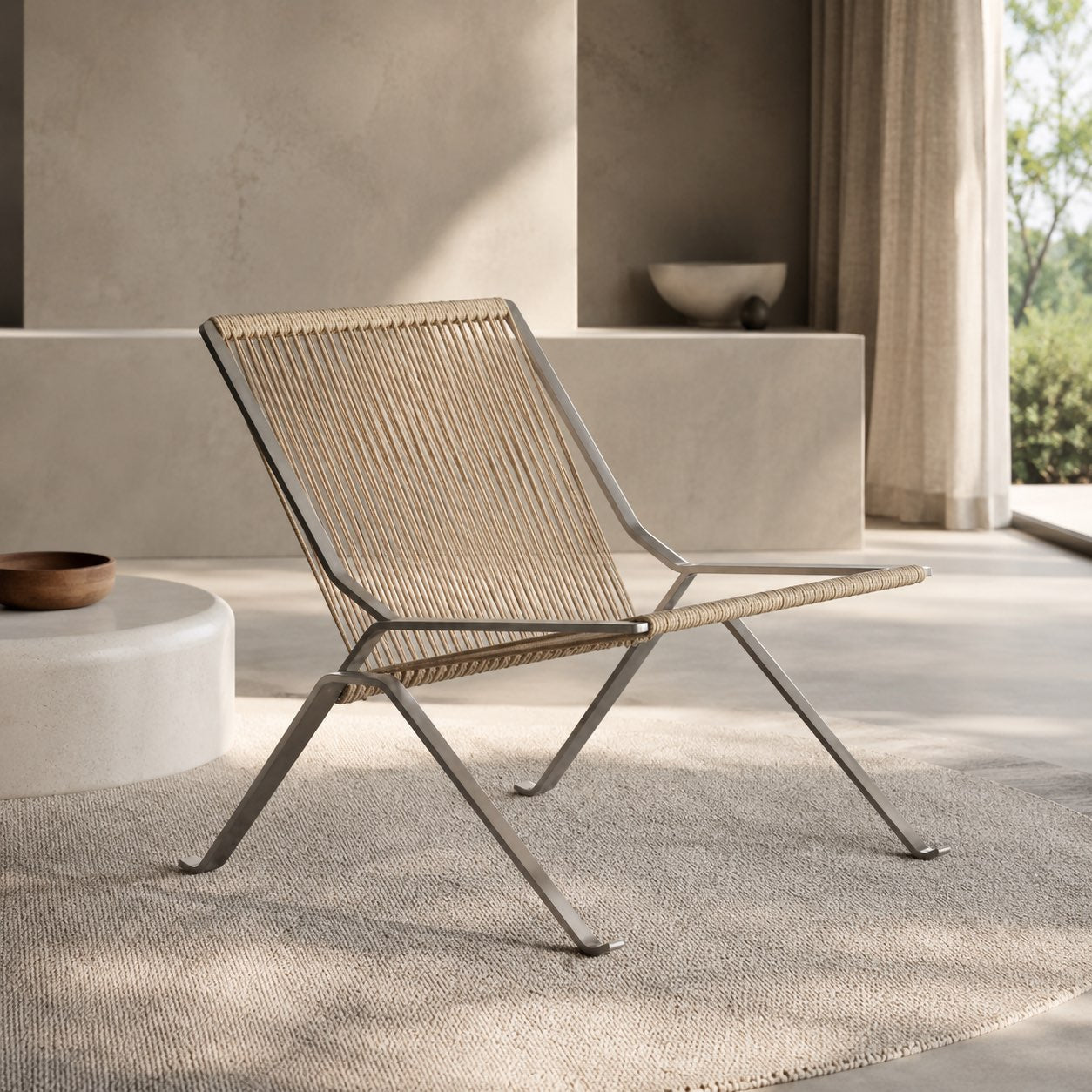 Rikke Stainless Steel Woven Rope Leisure Chair