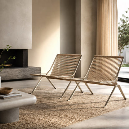 Rikke Stainless Steel Woven Rope Leisure Chair
