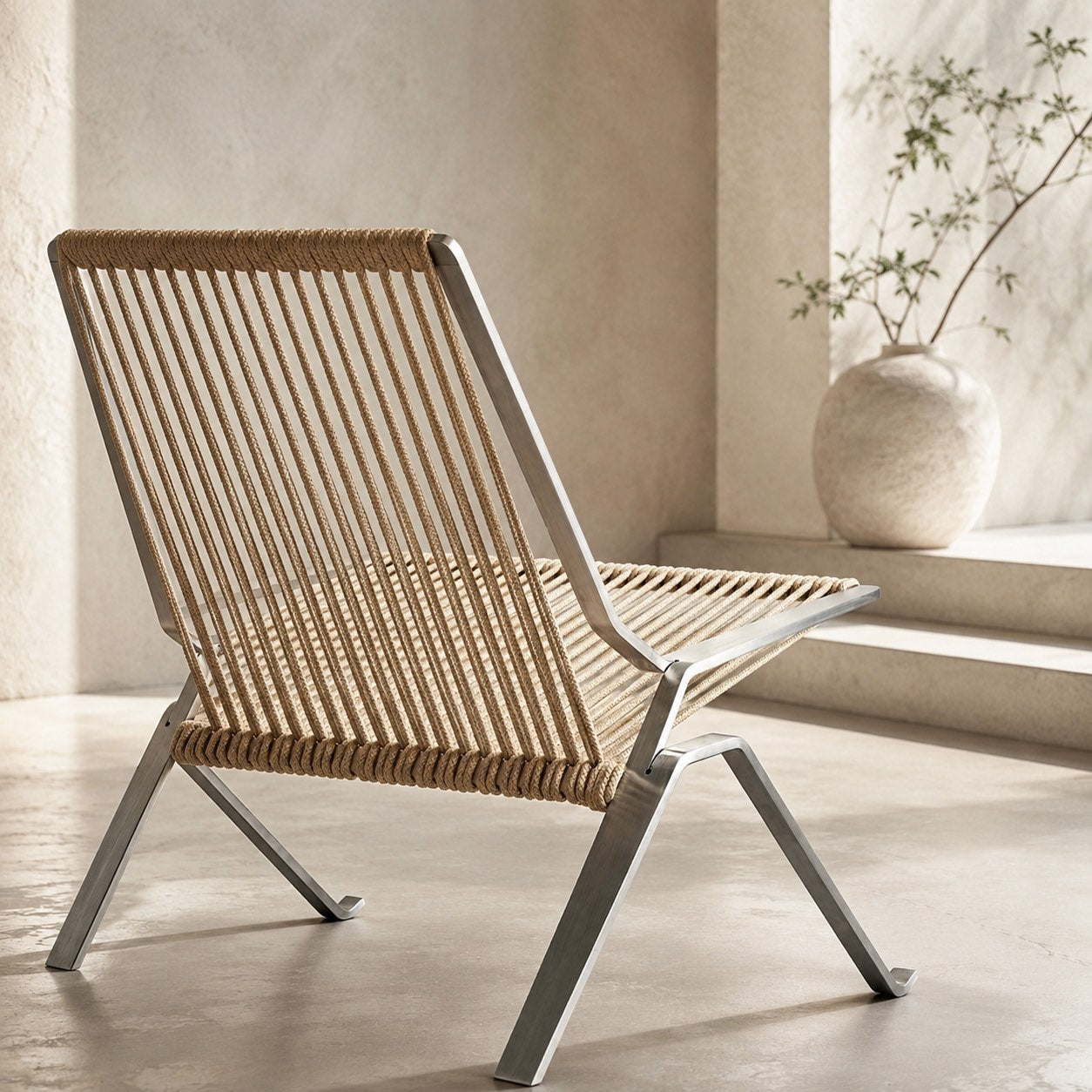 Rikke Stainless Steel Woven Rope Leisure Chair
