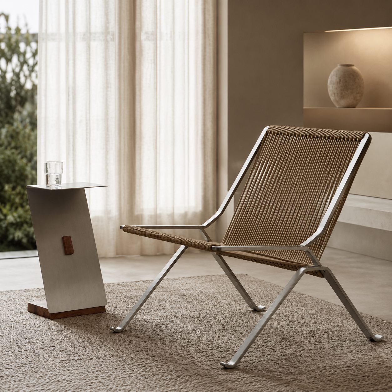 Rikke Stainless Steel Woven Rope Leisure Chair