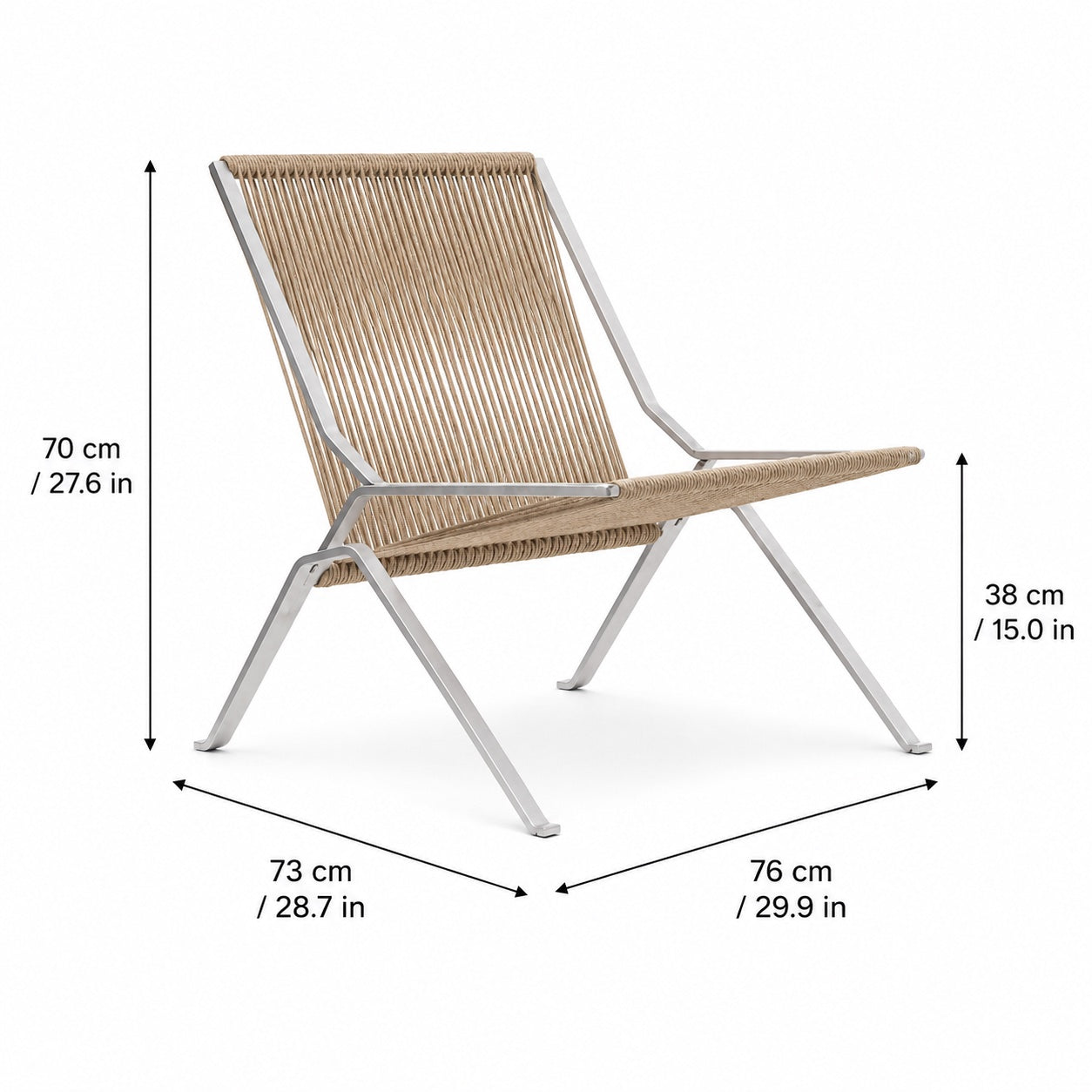 Rikke Stainless Steel Woven Rope Leisure Chair