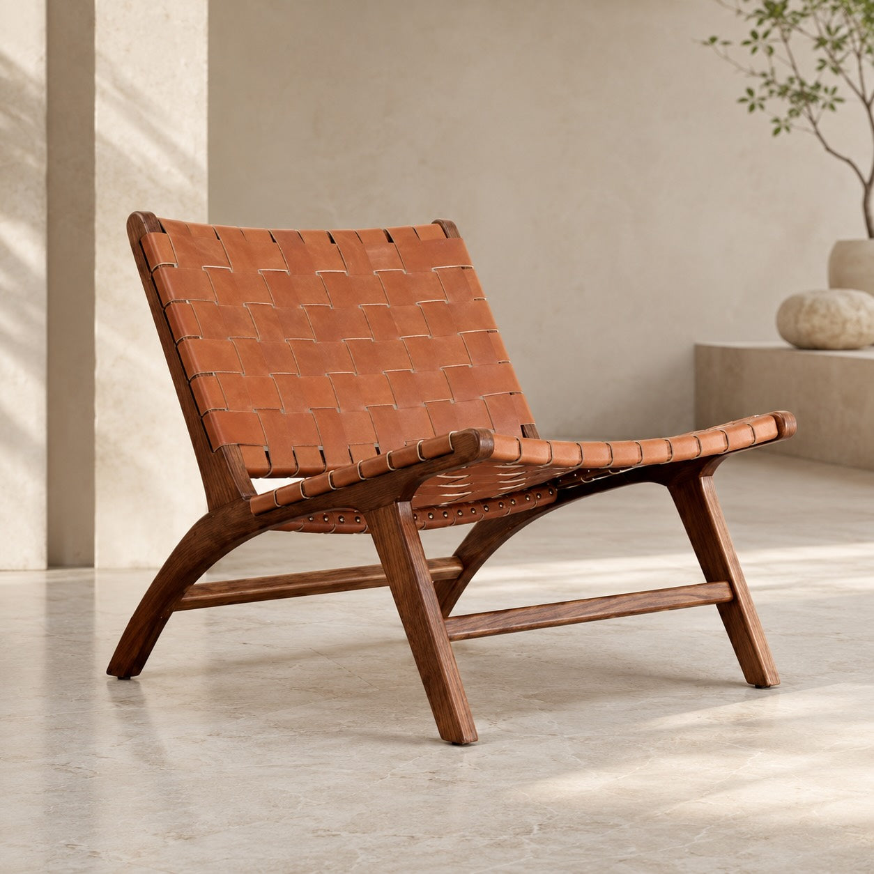Sling Woven Leather Recliner Chair