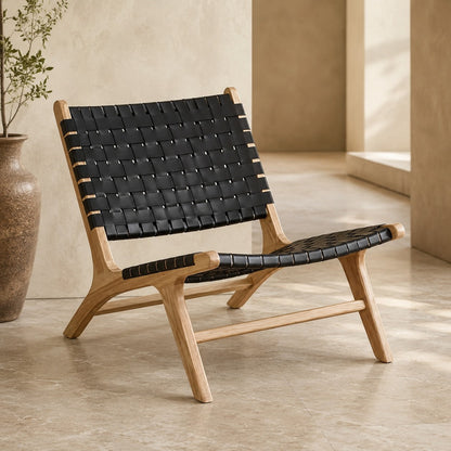 Sling Woven Leather Recliner Chair
