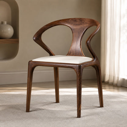 Birka Walnut Veneer Sculpted Dining Chair