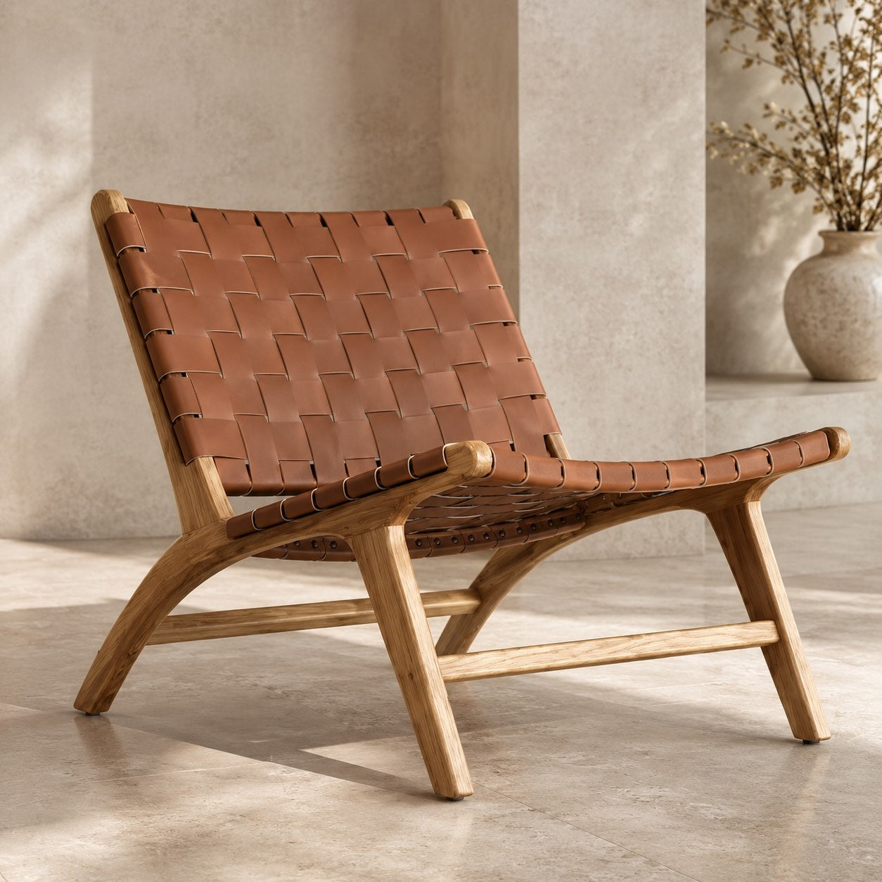 Sling Woven Leather Recliner Chair