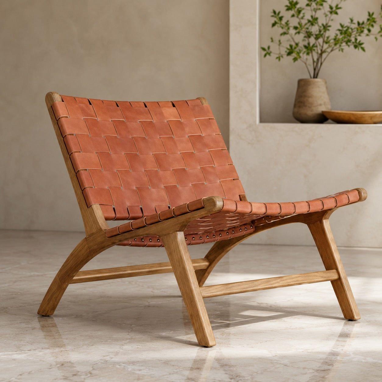 Sling Woven Leather Recliner Chair