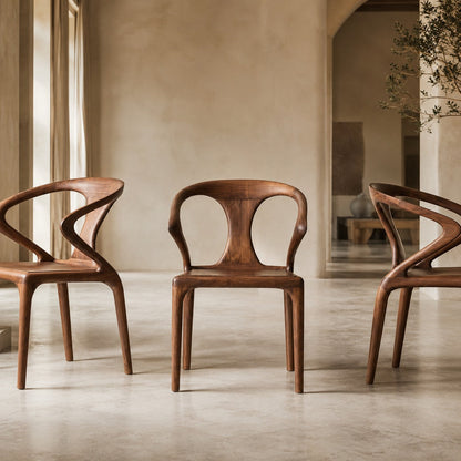 Birka Walnut Veneer Sculpted Dining Chair
