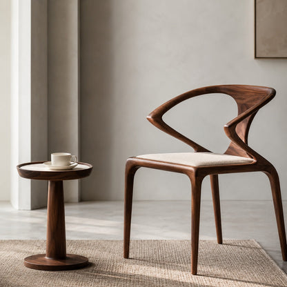 Birka Walnut Veneer Sculpted Dining Chair