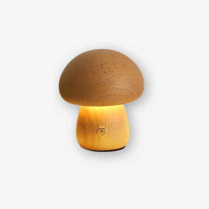 Cordless Wood Mushroom Lamp, Bedside Glow